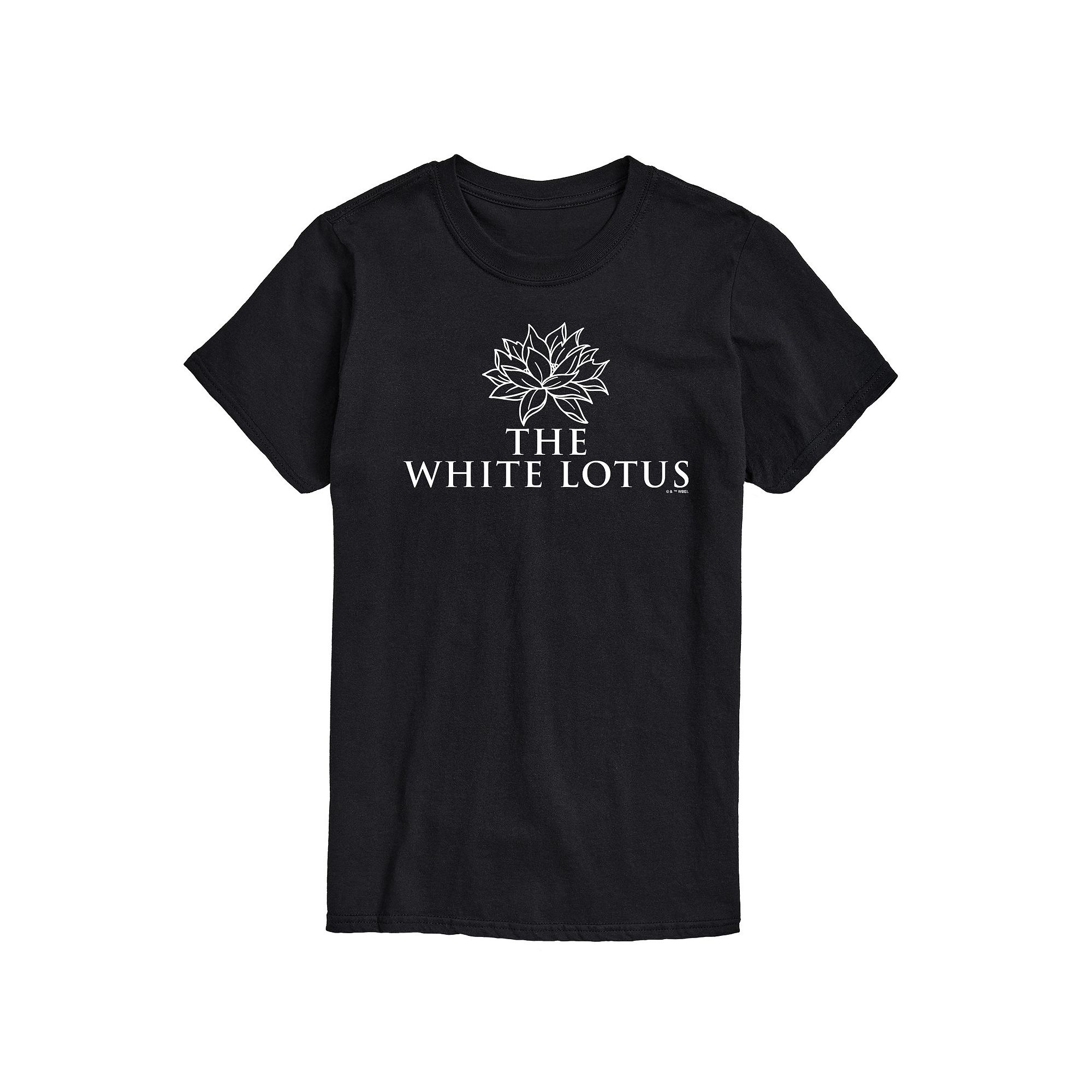 Mens White Lotus Logo Graphic Tee, Size: XS, Black