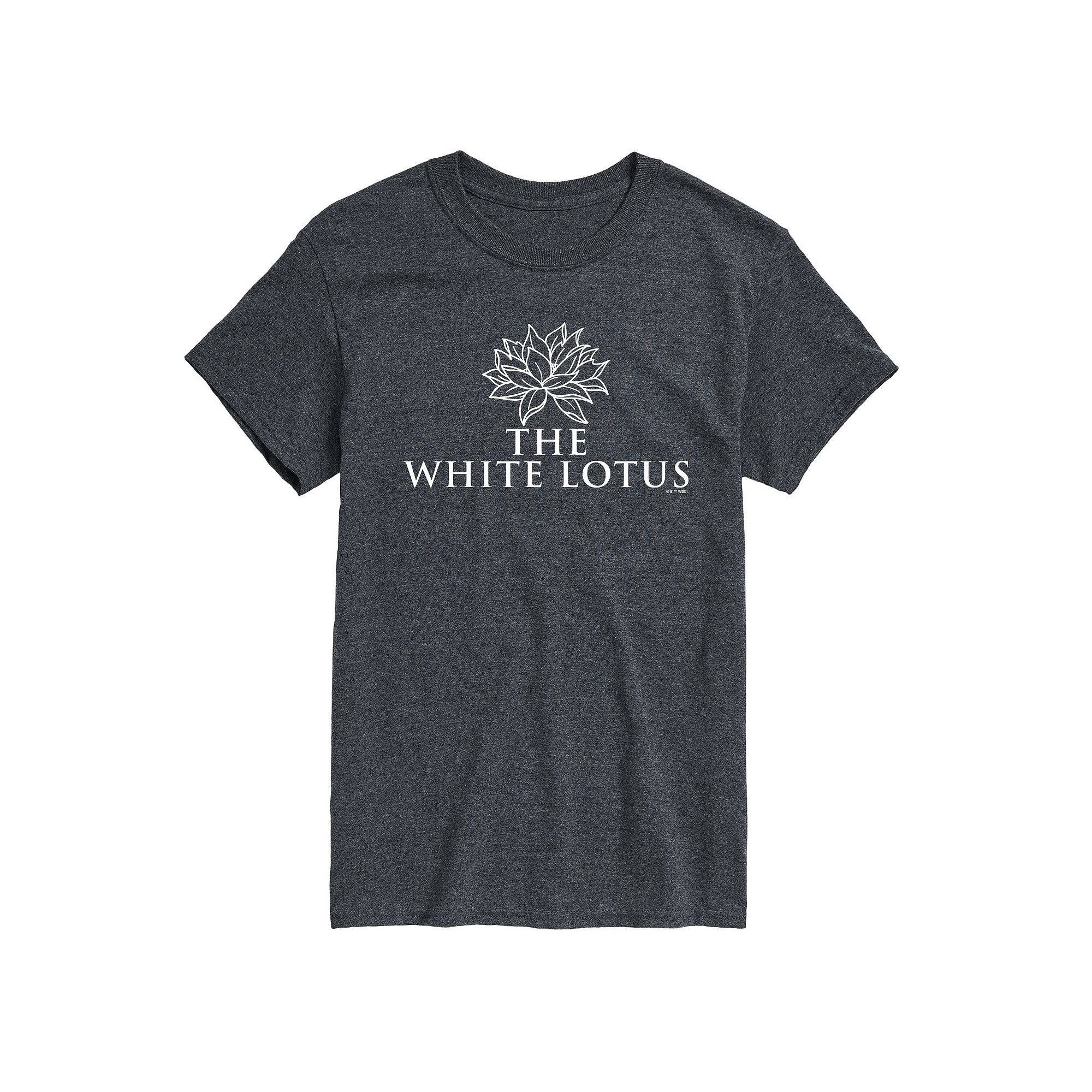 Mens White Lotus Logo Graphic Tee, Size: XS, Heather Grey