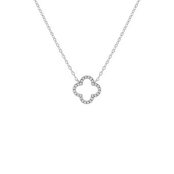PRIMROSE Sterling Silver Pave Cubic Zirconia Cut-Out Flower Cable Chain Necklace