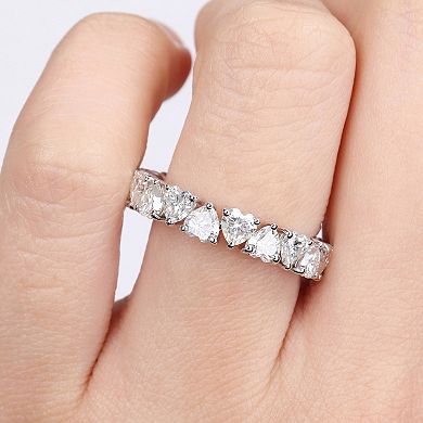 Stella Grace Sterling Silver Lab-Created Moissanite Heart Eternity Ring