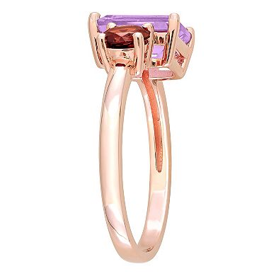 Stella Grace 18k Rose Gold Over Silver Amethyst & Garnet Cocktail Ring