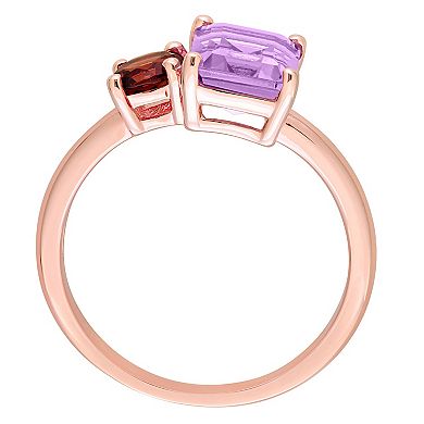 Stella Grace 18k Rose Gold Over Silver Amethyst & Garnet Cocktail Ring