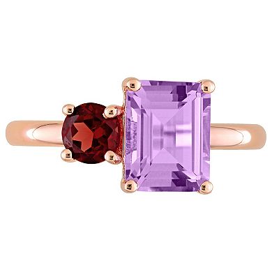 Stella Grace 18k Rose Gold Over Silver Amethyst & Garnet Cocktail Ring