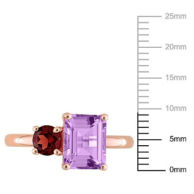 Stella Grace 18k Rose Gold Over Silver Amethyst & Garnet Cocktail Ring