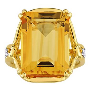 Stella Grace 18k Gold Over Silver Citrine & White Topaz Cocktail Ring