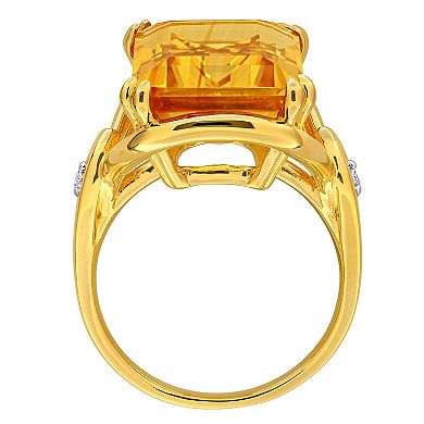 Stella Grace 18k Gold Over Silver Citrine & White Topaz Cocktail Ring