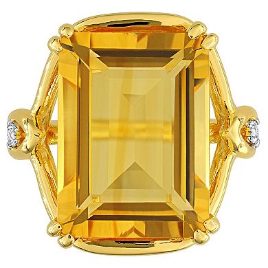 Stella Grace 18k Gold Over Silver Citrine & White Topaz Cocktail Ring