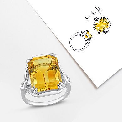 Stella Grace 18k Gold Over Silver Citrine & White Topaz Cocktail Ring