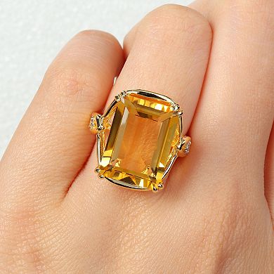 Stella Grace 18k Gold Over Silver Citrine & White Topaz Cocktail Ring