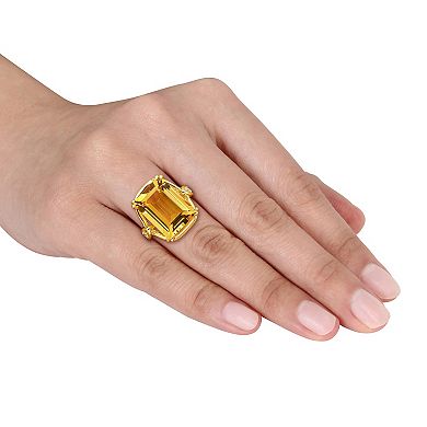 Stella Grace 18k Gold Over Silver Citrine & White Topaz Cocktail Ring