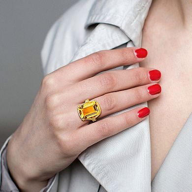Stella Grace 18k Gold Over Silver Citrine & White Topaz Cocktail Ring