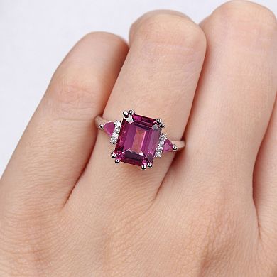 Stella Grace Sterling Silver Pink Topaz, Ruby & Diamond Accent 3-Stone Ring