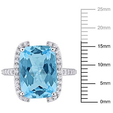 Stella Grace Sterling Silver Sky Blue Topaz & White Topaz Bracket Cocktail Ring