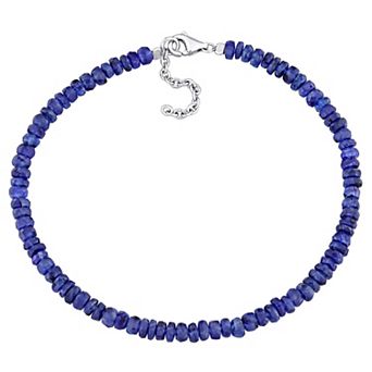 Stella Grace Sterling Silver Fancy Blue Sapphire Beaded Bracelet