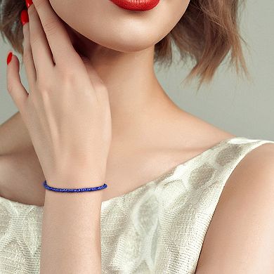 Stella Grace Sterling Silver Fancy Blue Sapphire Beaded Bracelet