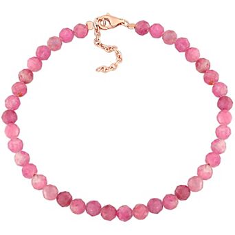 Stella Grace 18k Rose Gold Over Silver Pink Tourmaline Facetted Bead Bracelet
