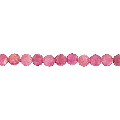 Stella Grace 18k Rose Gold Over Silver Pink Tourmaline Facetted Bead Bracelet