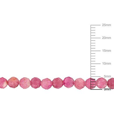 Stella Grace 18k Rose Gold Over Silver Pink Tourmaline Facetted Bead Bracelet