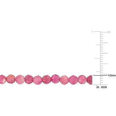 Stella Grace 18k Rose Gold Over Silver Pink Tourmaline Facetted Bead Bracelet