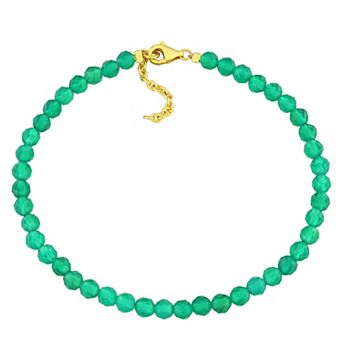 Stella Grace 18k Gold Over Silver Green Onyx Facetted Bead Bracelet