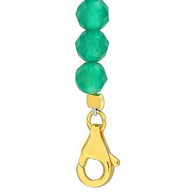 Stella Grace 18k Gold Over Silver Green Onyx Facetted Bead Bracelet