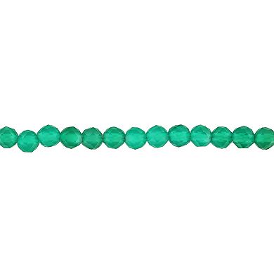 Stella Grace 18k Gold Over Silver Green Onyx Facetted Bead Bracelet