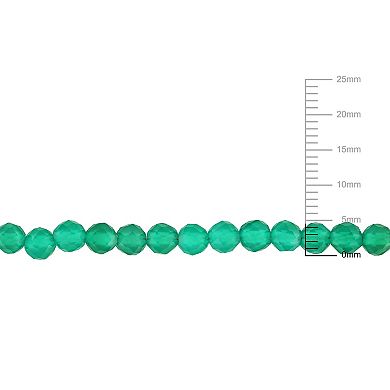 Stella Grace 18k Gold Over Silver Green Onyx Facetted Bead Bracelet
