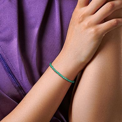 Stella Grace 18k Gold Over Silver Green Onyx Facetted Bead Bracelet