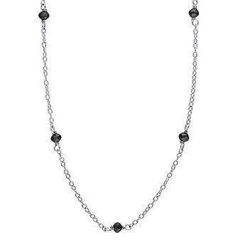 Stella Grace Sterling Silver 1 Carat TW. Black Diamond Bead Station Necklace
