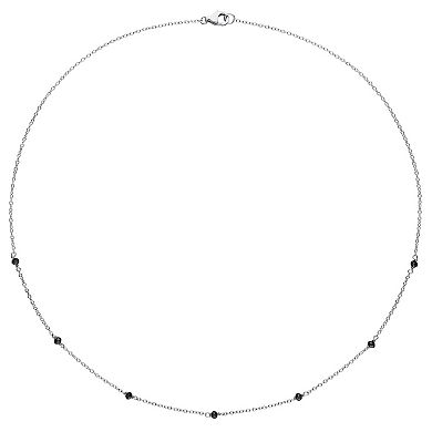 Stella Grace Sterling Silver 1 Carat TW. Black Diamond Bead Station Necklace
