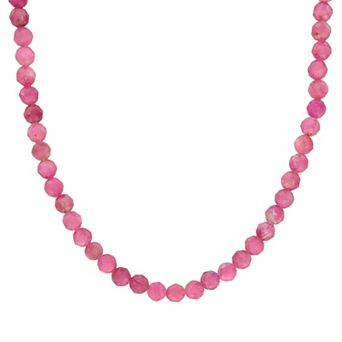 Stella Grace 18k Rose Gold Over Silver Pink Tourmaline Facetted Bead Necklace