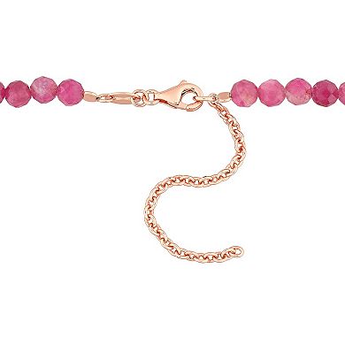 Stella Grace 18k Rose Gold Over Silver Pink Tourmaline Facetted Bead Necklace