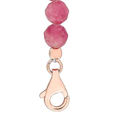 Stella Grace 18k Rose Gold Over Silver Pink Tourmaline Facetted Bead Necklace