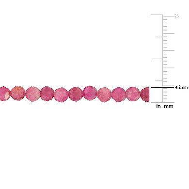 Stella Grace 18k Rose Gold Over Silver Pink Tourmaline Facetted Bead Necklace