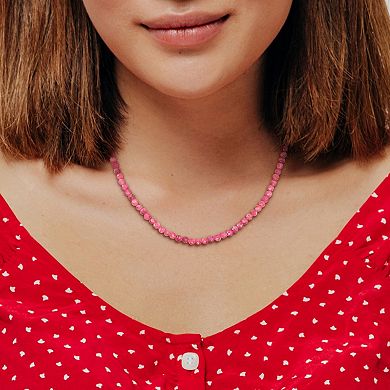 Stella Grace 18k Rose Gold Over Silver Pink Tourmaline Facetted Bead Necklace