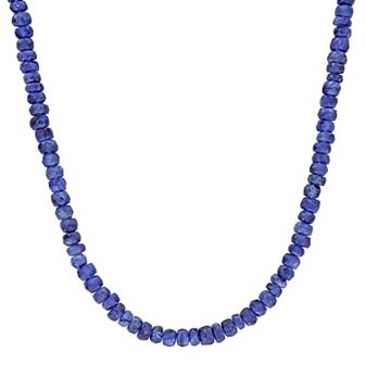 Stella Grace Sterling Silver Blue Sapphire Facetted Bead Necklace