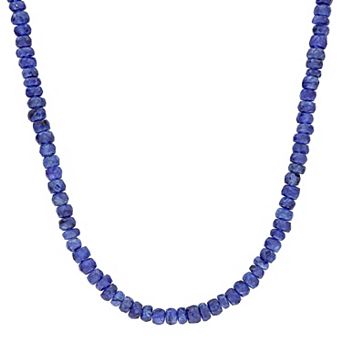 Stella Grace Sterling Silver Blue Sapphire Facetted Bead Necklace