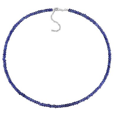Stella Grace Sterling Silver Blue Sapphire Facetted Bead Necklace