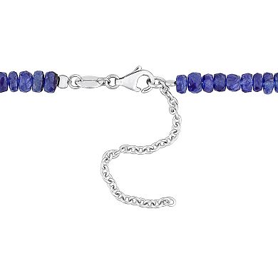 Stella Grace Sterling Silver Blue Sapphire Facetted Bead Necklace