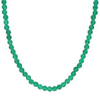 Stella Grace 18k Gold Over Silver Green Onyx Facetted Bead Necklace