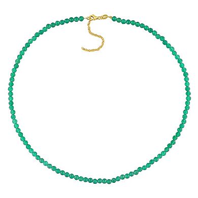 Stella Grace 18k Gold Over Silver Green Onyx Facetted Bead Necklace