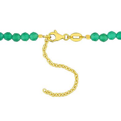 Stella Grace 18k Gold Over Silver Green Onyx Facetted Bead Necklace