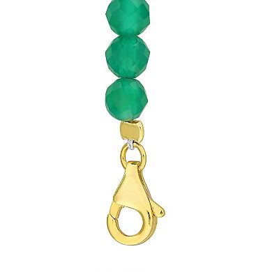 Stella Grace 18k Gold Over Silver Green Onyx Facetted Bead Necklace