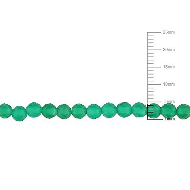 Stella Grace 18k Gold Over Silver Green Onyx Facetted Bead Necklace