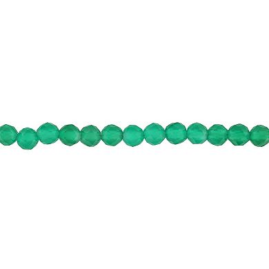 Stella Grace 18k Gold Over Silver Green Onyx Facetted Bead Necklace