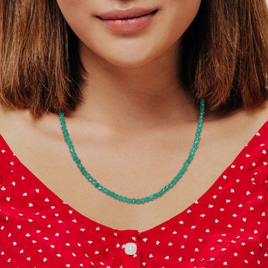 Stella Grace 18k Gold Over Silver Green Onyx Facetted Bead Necklace
