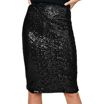 Women's Sparkly Sequins Cocktail Midi Fashion Skirt