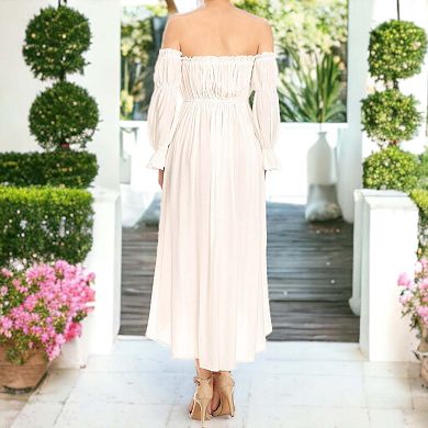Women's Casual Boho Long Sleeve Off Shoulder Renaissance Dress
