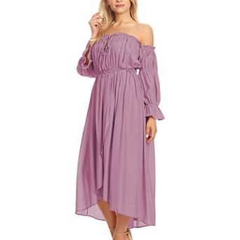 Women's Casual Boho Long Sleeve Off Shoulder Renaissance Dress