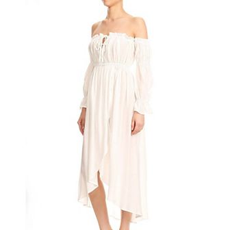 Women's Casual Boho Long Sleeve Off Shoulder Renaissance Dress